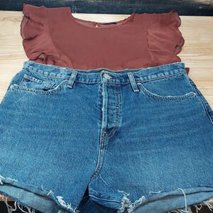 Hudson Cara Classic jean Shorts Denim Raw hem Medium wash size 32